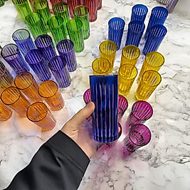 Uzay Mavi Kesme Dekorlu Bardak