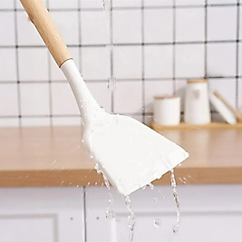 Bambu Saplı Silikon Spatula BEYAZ 1 Adet