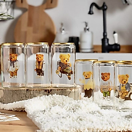 Teddy Bear Borosilikat Cam Su - Kokteyl - Meşrubat Bardağı 300ML