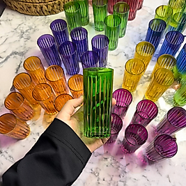 Uzay Yeşil Kesme Dekorlu Bardak Adet