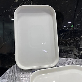 2'Li Dikdörtgen Porselen Sunum Tabağı 23x15cm