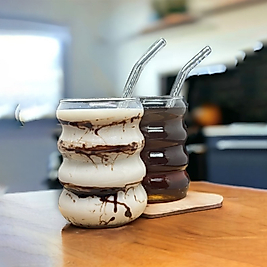 Isıya Dayanıklı Boğumlu Model Borosilikat Soğuk - Sıcak Kahve Bardağı