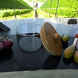 Bambu Kapaklı Cam kavanoz 10x6 cm