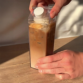 Mika Süt Kutu Tasarımlı Su Kahve İçecek Şişesi - Matara | Cam Değildir 500ml