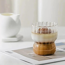 2 Adet Isıya Dayanıklı Borosilikat Çizgili Katlı Burgu Bardak | Kahve Ve Sunum Bardağı 300 ML