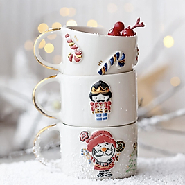 Gerçek Altın Detaylı El Yapımı Yılbaşı Kurşun Asker Seramik Mug Kupa