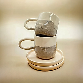 El Yapımı Seramik Kahve Fincanı - GRİ