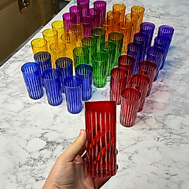 Uzay Kırmızı Kesme Dekorlu Bardak Adet