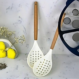 Bambu Saplı Silikon Kevgir BEYAZ 1 Adet