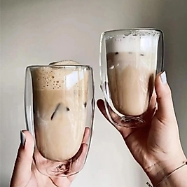 Çift Cidarlı 350ml Cam Bardak | Çift Cidarlı Bardak Double Wall Glass Latte Bardağı Double Latte