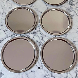 Yuvarlak Gümüş Tek Kişilik Sunum Tepsisi