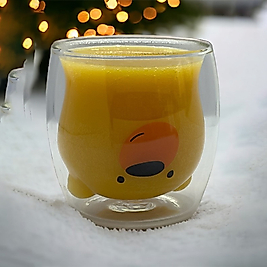 Ayıcıklı Çift Cidarlı Isıya Dayanıklı Cam Kupa 400 ml Çift Katlı Isı Yalıtımlı Yılbaşı Cam Bardak