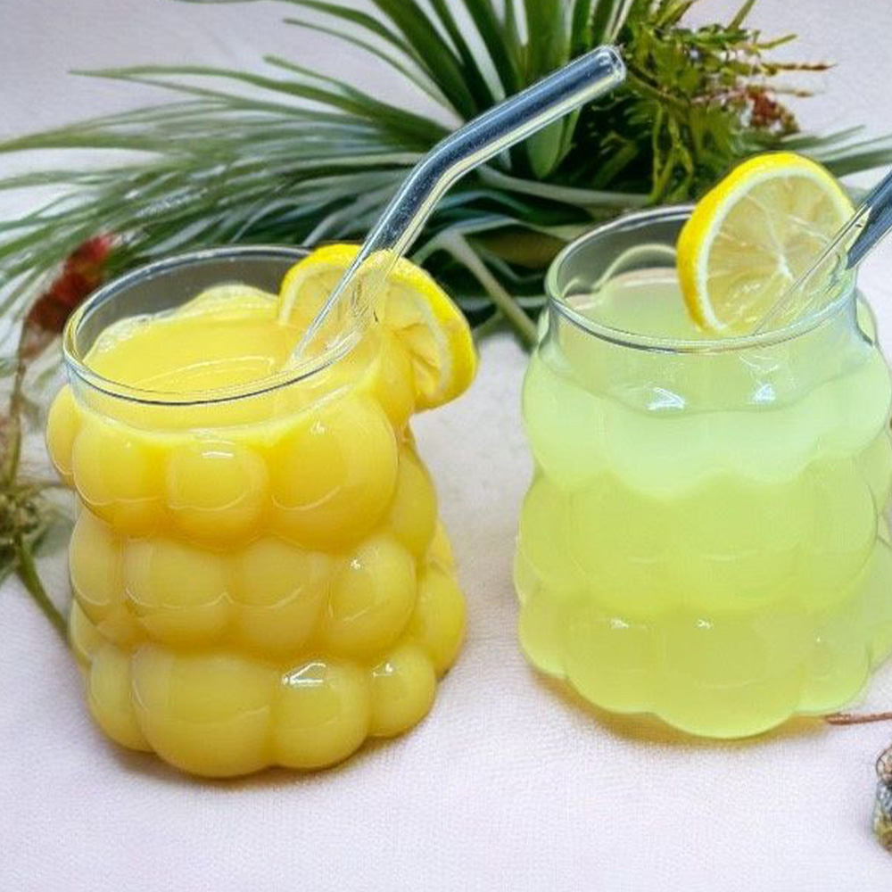 2 Adet Isıya Dayanıklı Üzüm Model Borosilikat Kokteyl Ve Soğuk - Sıcak Kahve Bardağı Pipet Hediyeli