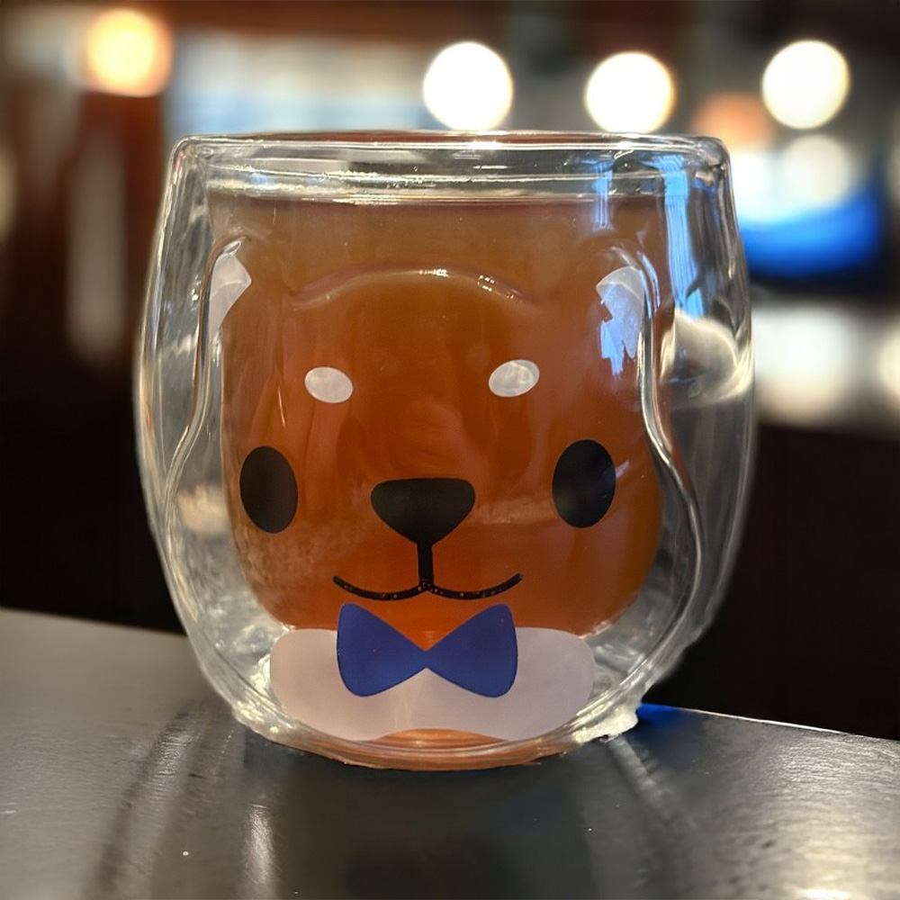 Ayıcıklı Çift Camlı Çift Cidarlı Isıya dayanıklı Cam Kupa Isı Yalıtımlı Cam Bardak 380 Ml