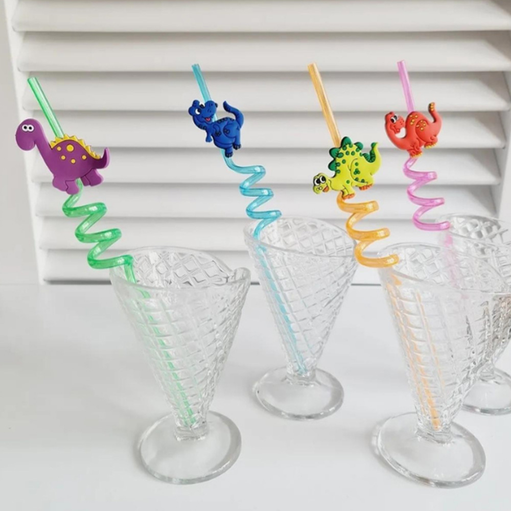 4 Adet Sevimli Renkli Emojili Pipet - Ev Dekorasyon Figürlü Pipet Parti Doğum Günü