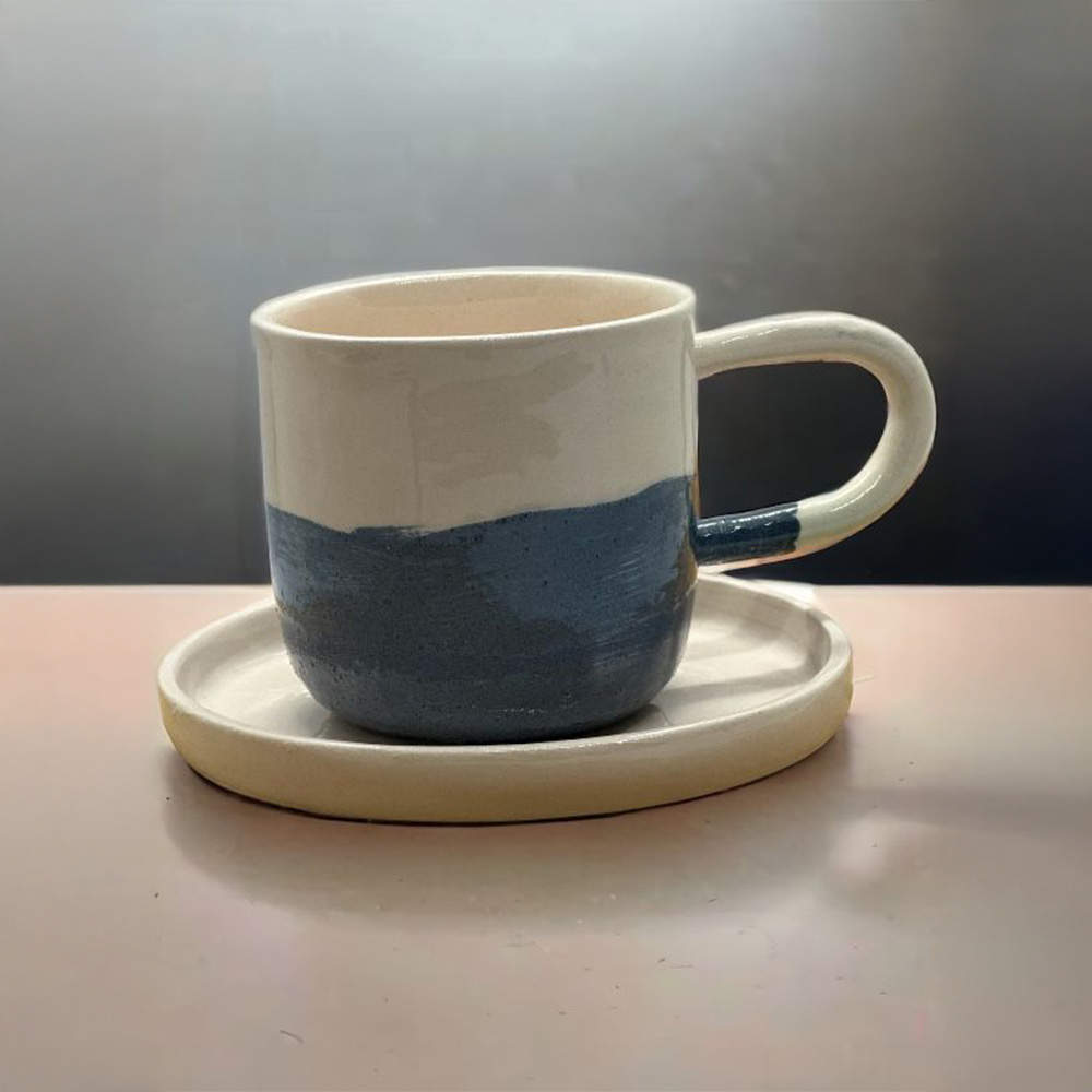 El Yapımı Seramik Kahve Fincanı - ANTRASİT