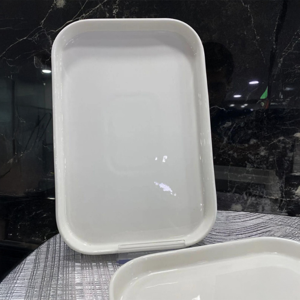 2'Li Dikdörtgen Porselen Sunum Tabağı 23x15cm