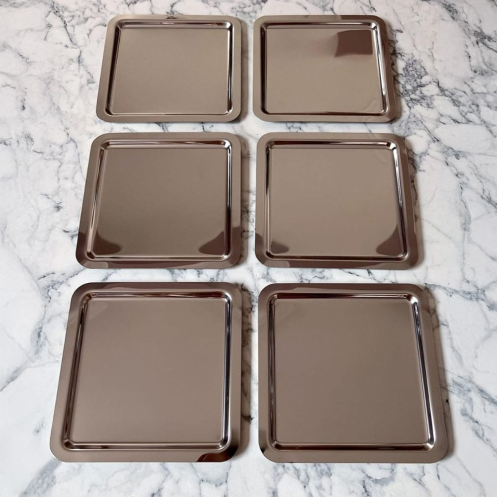 Kare Gümüş Tek Kişilik Sunum Tepsisi