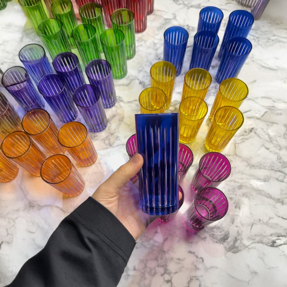 Uzay Mavi Kesme Dekorlu Bardak