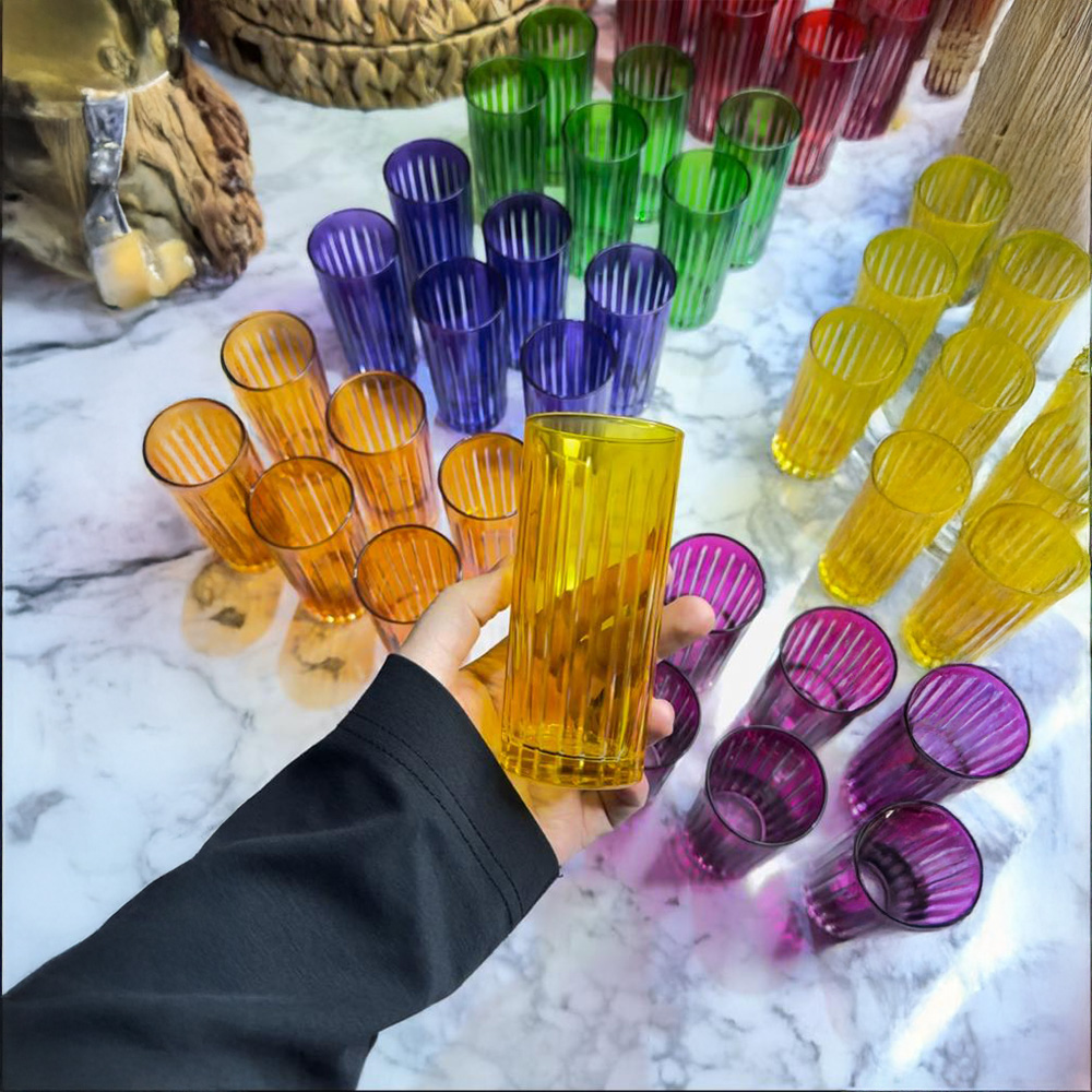 Uzay Sarı Kesme Dekorlu Bardak Adet