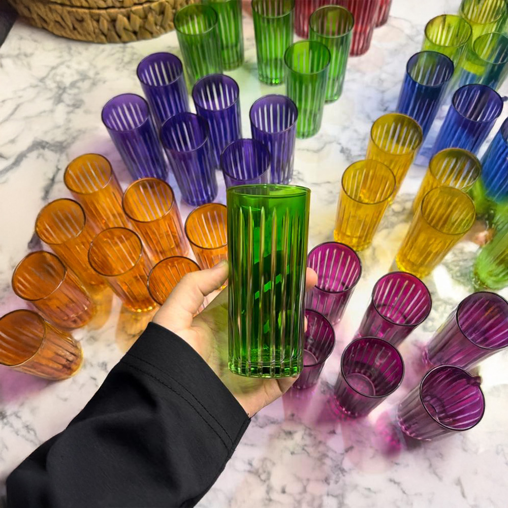 Uzay Yeşil Kesme Dekorlu Bardak Adet