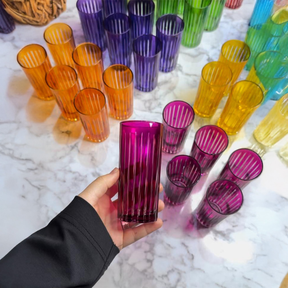 Uzay Fuşya Kesme Dekorlu Bardak Adet