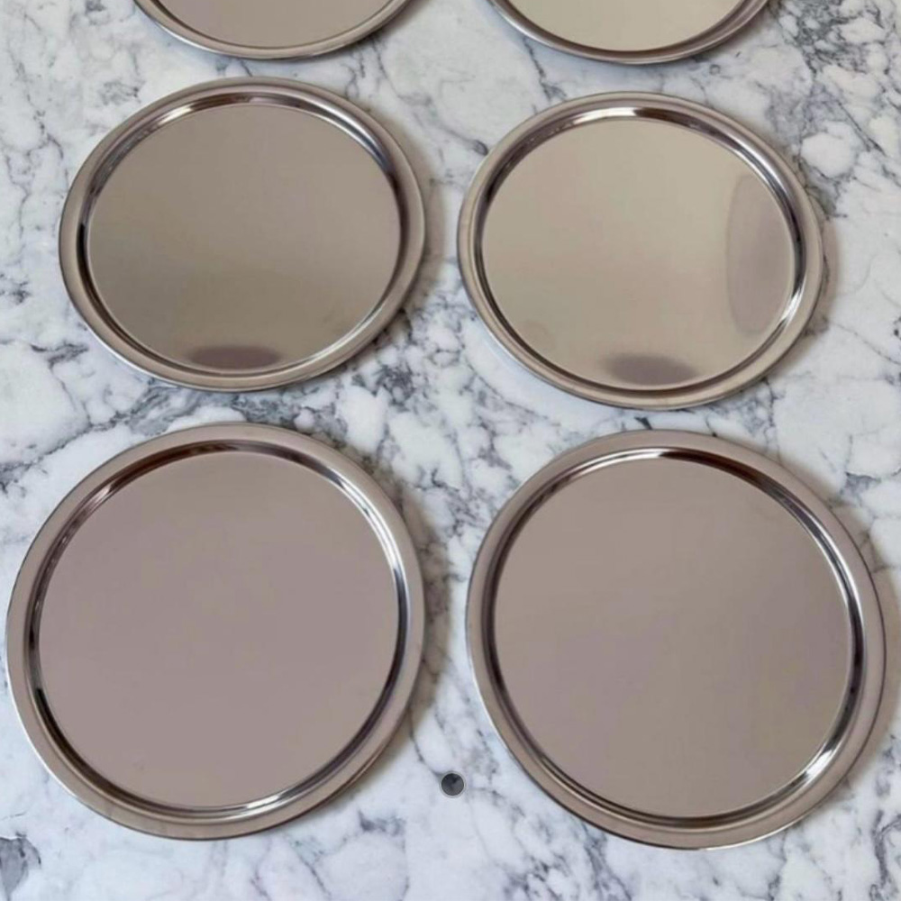 Yuvarlak Gümüş Tek Kişilik Sunum Tepsisi