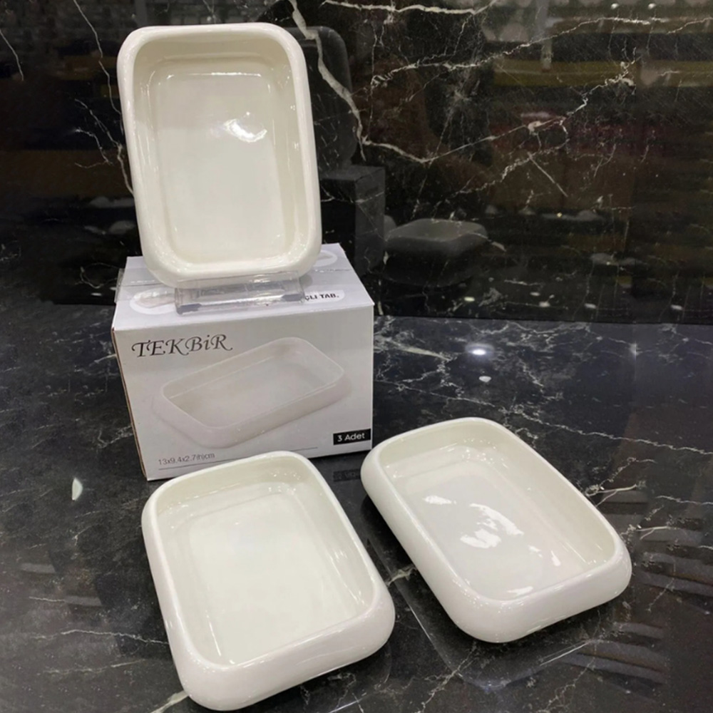 3'LÜ PORSELEN ÇOK AMAÇLI SUNUM TABAĞI 13X9.4X2.7(h) cm