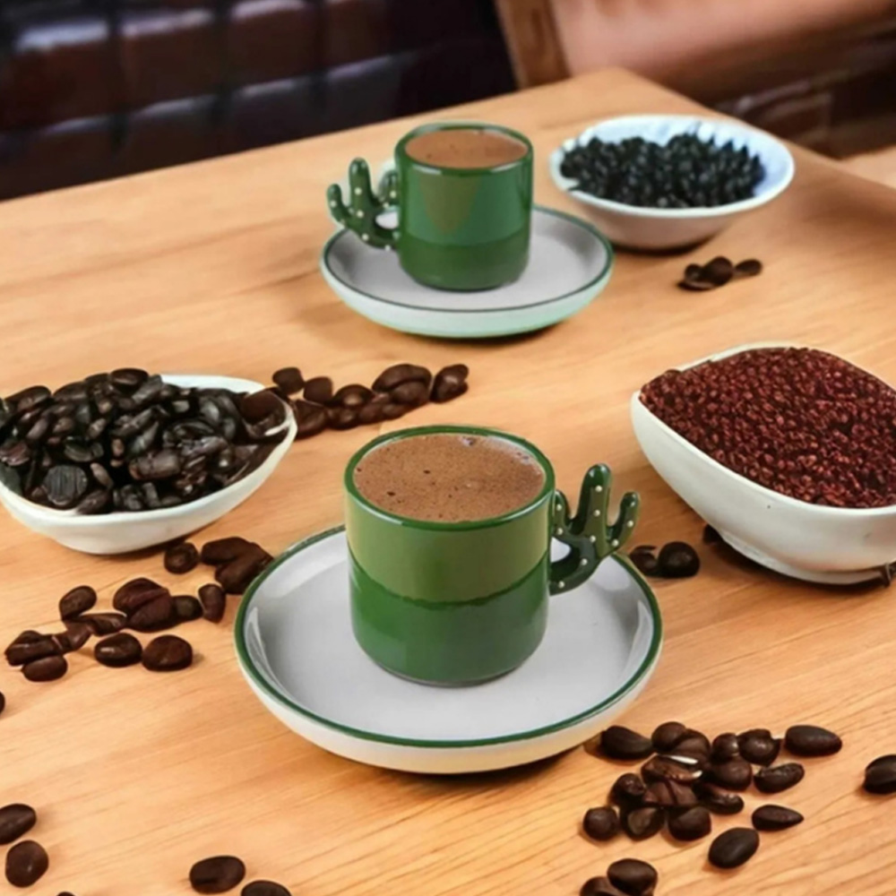 1 Adet Kaktüs Model Fincan Takımı, Kahve Fincanı Seti