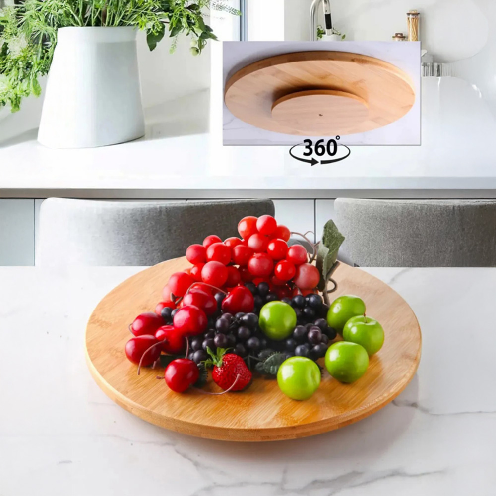 Bambu Döner Standlı 30 Cm Pizza Servis Sunum Tahtası