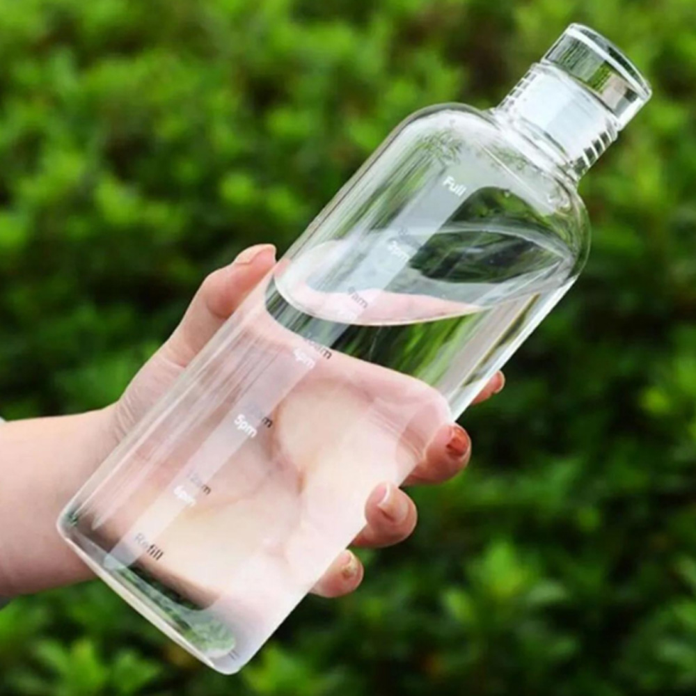 Sağlıklı Cam Su Şişesi 500 ml Motivasyonlu Sızdırmaz Matara Suluk Borosilikat Cam