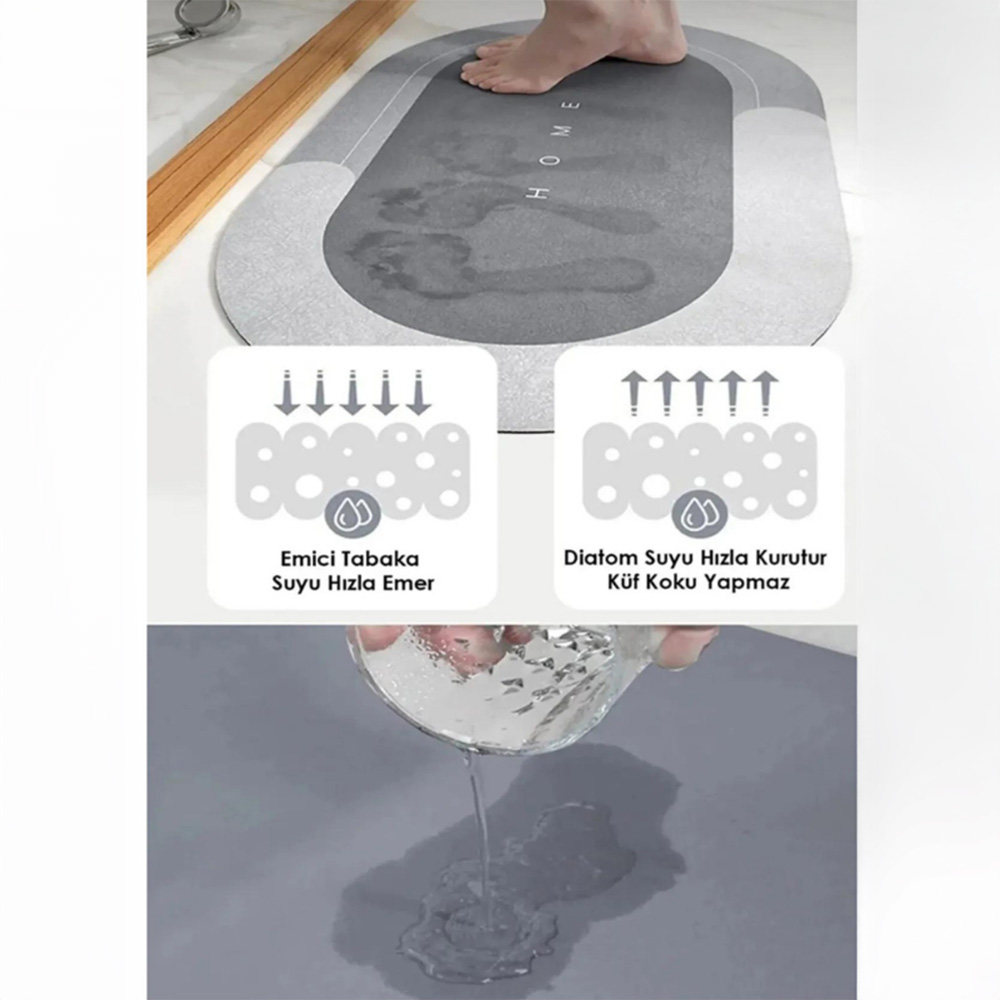 Banyo Paspası Kaymaz Tabanlı Su Emici Yapı 40x60cm Dikdörtgen 1 Adet